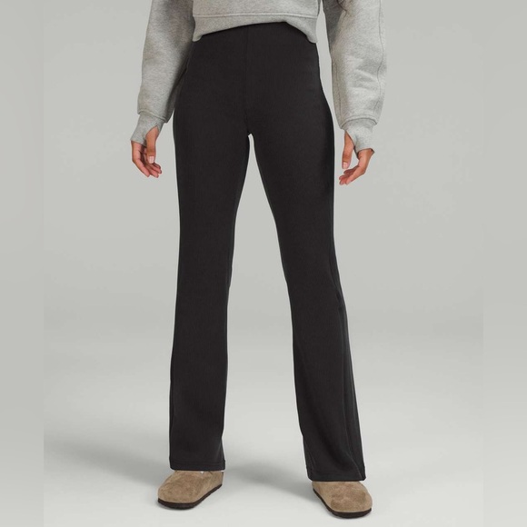 Lululemon Brushed Softstreme Ribbed Zip Flared Pant 32.5"•Black•PRISTINE NEW• 6 - Picture 1 of 16